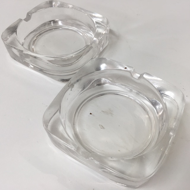 ASHTRAY, Glass - Square w Rounded Corners Small